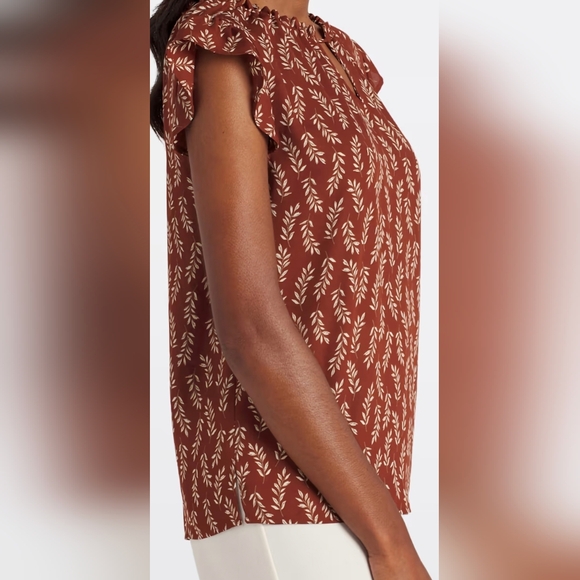 Papermoon Brown and Cream Leaf Pattern Blouse - Picture 7 of 10